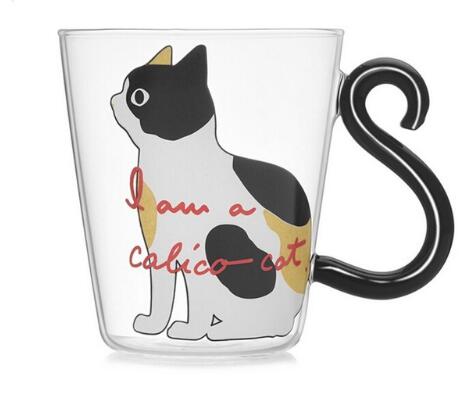 Creative Cute Kitty Cat Glass Mug Cup Of Tea Cup Of Coffee Milk Cup Cartoon Kitty Black Cat Small Home Office Cup Of Fruit Juice